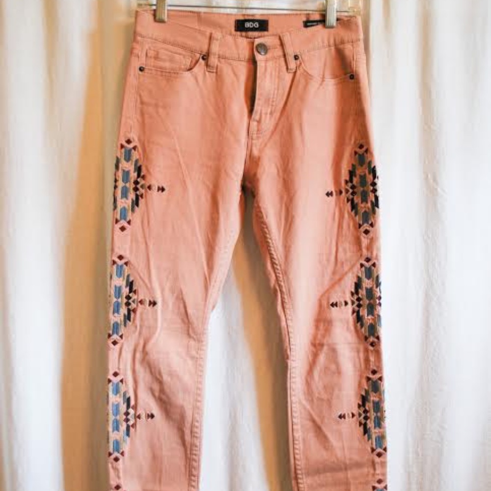 BDG High-Waisted Aztec Embroidered Skinny Jeans